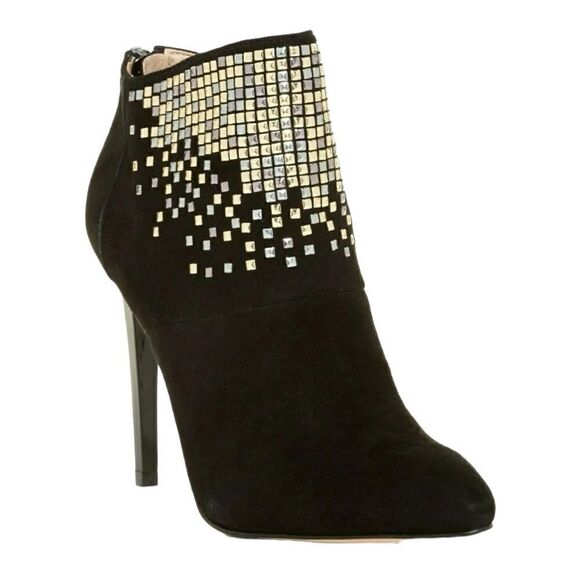 French Connection Women’s Black Suede Monroe Studded Booties in the Size 8/38.5M - Picture 1 of 14
